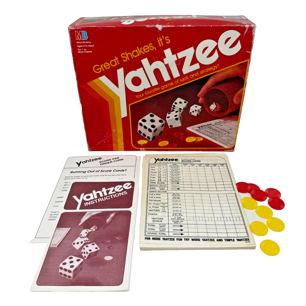 Vintage 1991 YAHTZEE Game Milton Bradley Incomplete - Box and Score Cards Only